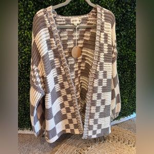 Checkered chunky cardi